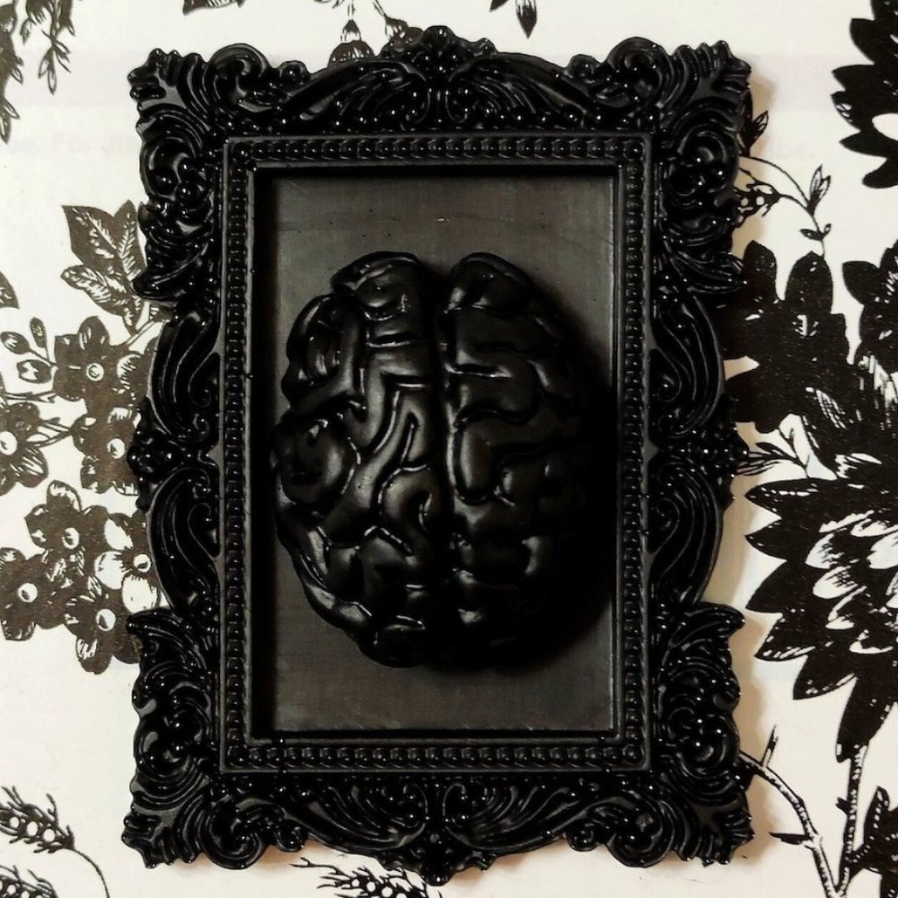3.75" Mini Framed Victorian Gothic BRAIN Plaque • 3D Wall Art • Gothic Decor